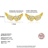 925 Silver Angel Wings Stud Earrings Sparkling Fine Jewelry