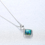 Square Fire Opal Necklace S925 Link Chain Fine Jewellery