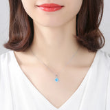 Square Fire Opal Necklace S925 Link Chain Fine Jewellery