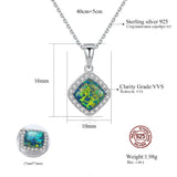 Square Fire Opal Necklace S925 Link Chain Fine Jewellery