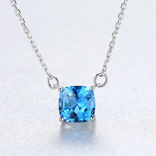 Geometric Gemstone Pendant Necklace Silver 925 Charms Vintage Jewelry