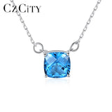 Geometric Gemstone Pendant Necklace Silver 925 Charms Vintage Jewelry