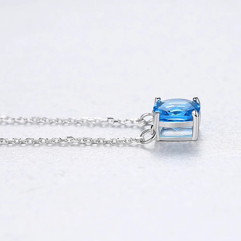 Geometric Gemstone Pendant Necklace Silver 925 Charms Vintage Jewelry