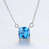 Geometric Gemstone Pendant Necklace Silver 925 Charms Vintage Jewelry