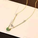 925 Sterling Silver&Malachite Pendant Necklace for Anniversary