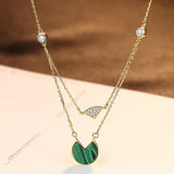 925 Sterling Silver&Malachite Pendant Necklace for Anniversary