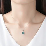 Emerald Pendant Necklace 925 Sterling Silver Link Chain Wedding Jewelry
