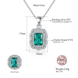 Emerald Pendant Necklace 925 Sterling Silver Link Chain Wedding Jewelry