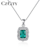 Emerald Pendant Necklace 925 Sterling Silver Link Chain Wedding Jewelry