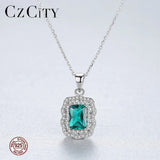 Emerald Pendant Necklace 925 Sterling Silver Link Chain Wedding Jewelry