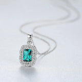 Emerald Pendant Necklace 925 Sterling Silver Link Chain Wedding Jewelry