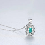 Emerald Pendant Necklace 925 Sterling Silver Link Chain Wedding Jewelry