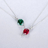 Green Red Gemstone Pendant Necklace 925 Sterling Silver
