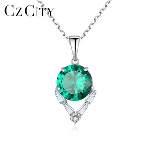 Green Red Gemstone Pendant Necklace 925 Sterling Silver