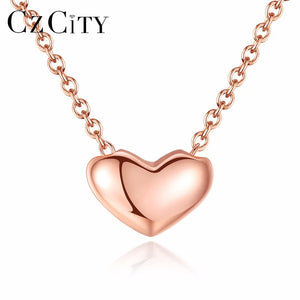 Heart Shape Silver Necklace Rose Plated Love Pendant