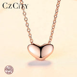 Heart Shape Silver Necklace Rose Plated Love Pendant