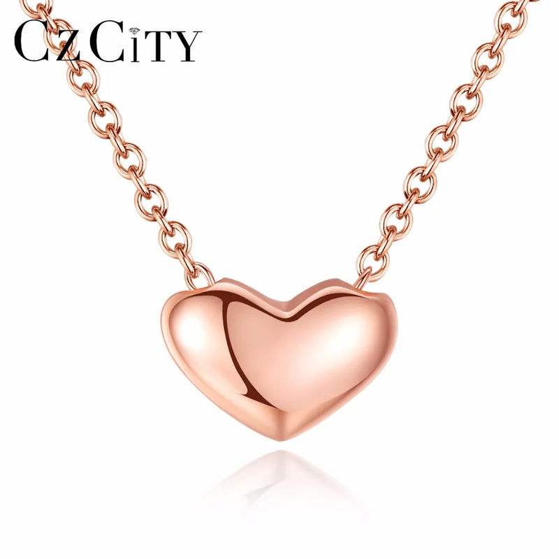 Heart Shape Silver Necklace Rose Plated Love Pendant