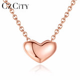 Heart Shape Silver Necklace Rose Plated Love Pendant