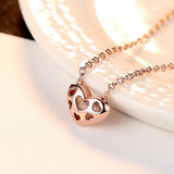 Heart Shape Silver Necklace Rose Plated Love Pendant