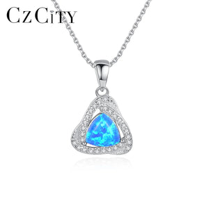 Creative Big Fire Opal Silver 925 Pendant Necklace for Women