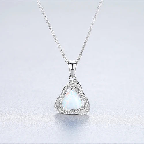 Creative Big Fire Opal Silver 925 Pendant Necklace for Women