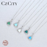 Creative Big Fire Opal Silver 925 Pendant Necklace for Women