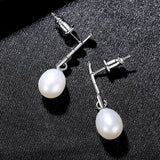 Angel Wing Stud Earrings 925 Silver CZ Pearl Jewelry Gift