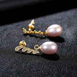 Angel Wing Stud Earrings 925 Silver CZ Pearl Jewelry Gift