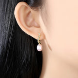 Angel Wing Stud Earrings 925 Silver CZ Pearl Jewelry Gift