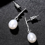 Angel Wing Stud Earrings 925 Silver CZ Pearl Jewelry Gift