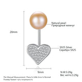 Heart Shape CZ 925 Silver Pearl Women Earrings