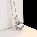 925 Silver CZ Pendant Necklace Box Chain Charm Jewelry for Women