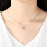 925 Silver CZ Pendant Necklace Box Chain Charm Jewelry for Women