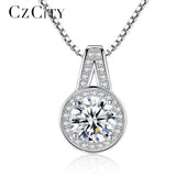 925 Silver CZ Pendant Necklace Box Chain Charm Jewelry for Women