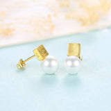 925 Sterling Silver Stud Earrings for Women Fine Jewelry Pearl Pendientes Femme