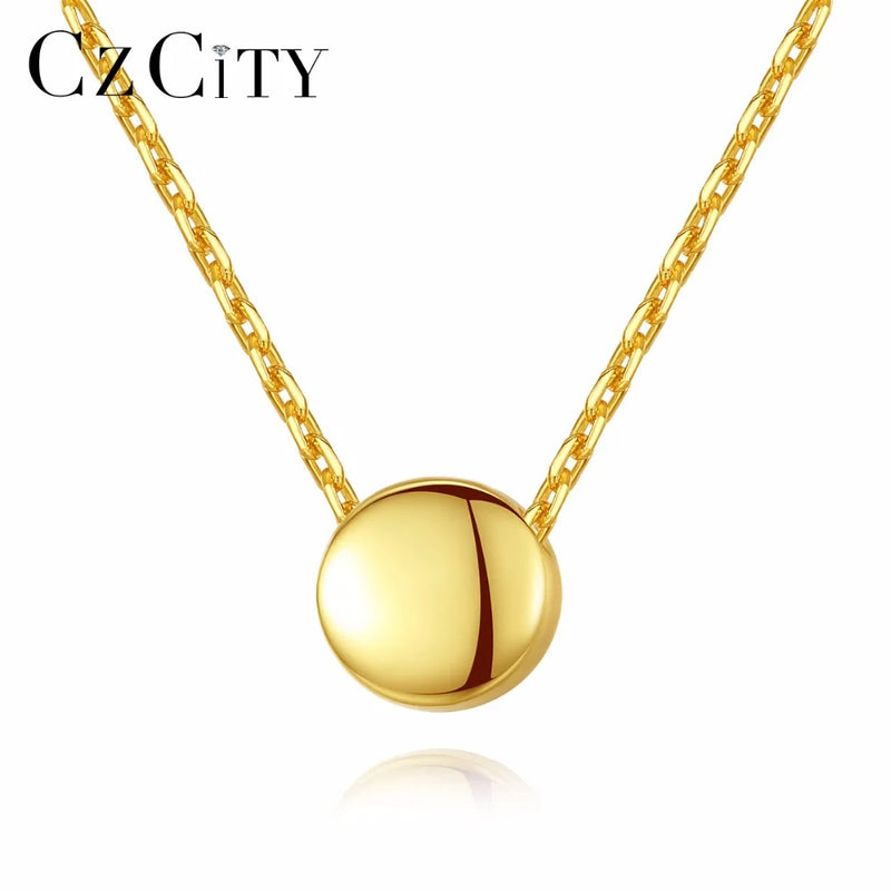Minimalist Round Beans Pendant 18K Sterling Silver Necklace