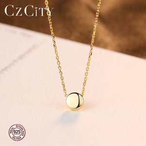Minimalist Round Beans Pendant 18K Sterling Silver Necklace