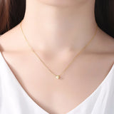 Minimalist Zircon Round Pendant Necklace 18k Plated Chain Link Silver 925