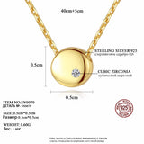 Minimalist Zircon Round Pendant Necklace 18k Plated Chain Link Silver 925