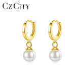 6mm Pearl Hoop Earrings 925 Sterling Silver Pendientes