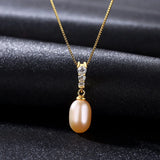 Pink Purple Pearl Silver Chain Necklace for Women