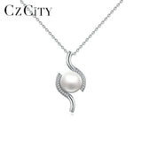 Freshwater Pearl Pendant Necklace 925 Silver Jewelry Christmas