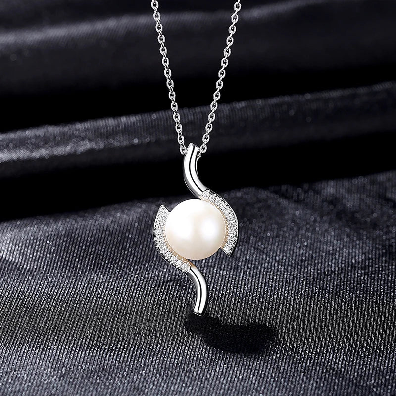 Freshwater Pearl Pendant Necklace 925 Silver Jewelry Christmas