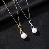 Natural Pearl Pendant Necklace S925 Sterling Silver Vintage Wedding Bridal