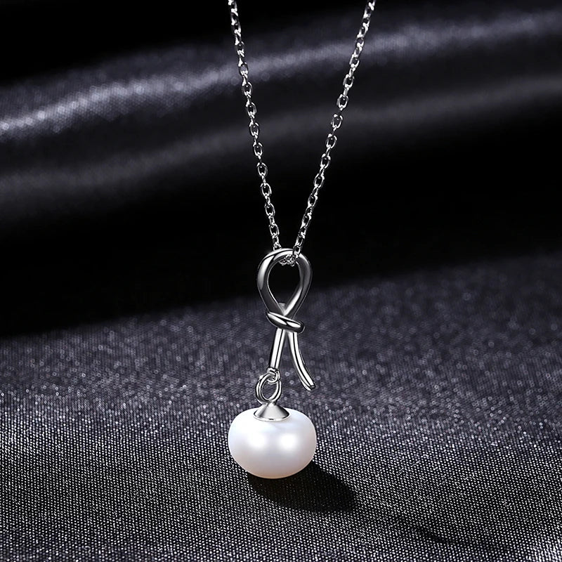 Natural Pearl Pendant Necklace S925 Sterling Silver Vintage Wedding Bridal