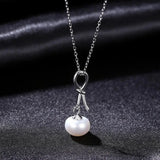 Natural Pearl Pendant Necklace S925 Sterling Silver Vintage Wedding Bridal