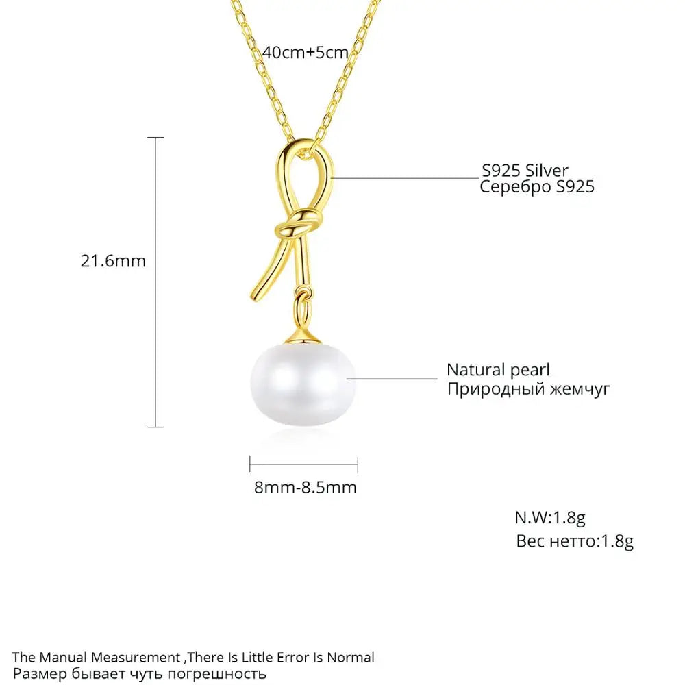 Natural Pearl Pendant Necklace S925 Sterling Silver Vintage Wedding Bridal