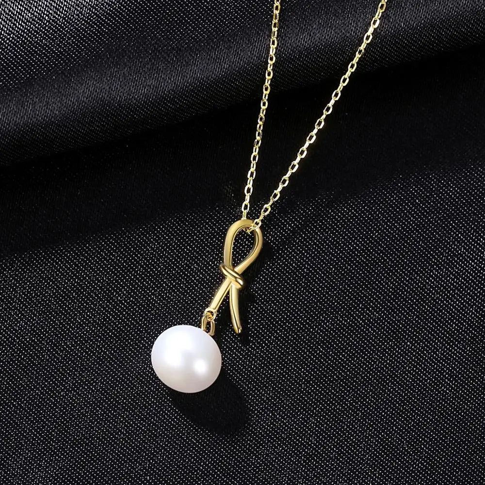 Natural Pearl Pendant Necklace S925 Sterling Silver Vintage Wedding Bridal