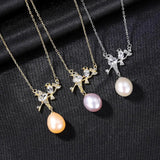Bird Shape Natural Pearl Pendant Necklace 925 Sterling Silver Fine Jewelry