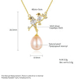 Bird Shape Natural Pearl Pendant Necklace 925 Sterling Silver Fine Jewelry